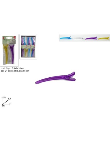 47711 PINZA PER CAPELLI 3pz. TRASP.